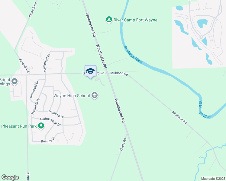map of restaurants, bars, coffee shops, grocery stores, and more near 9100 Winchester Road in Fort Wayne