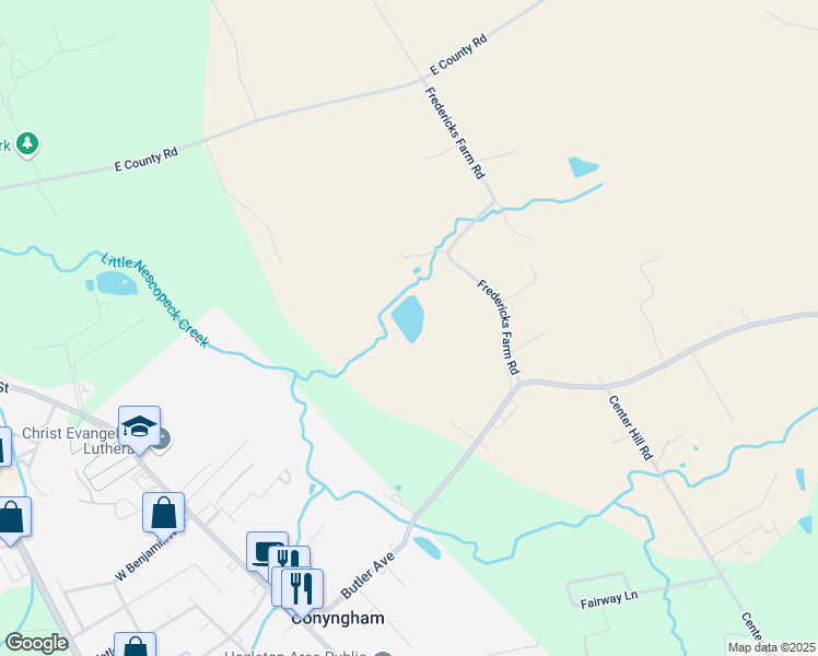 map of restaurants, bars, coffee shops, grocery stores, and more near Farm Road in Luzerne County