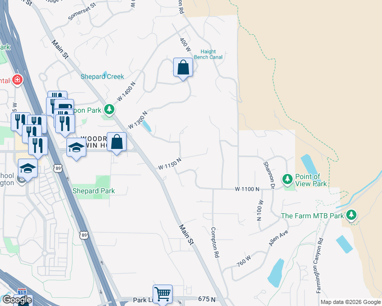 map of restaurants, bars, coffee shops, grocery stores, and more near 374 Quail Run Road in Farmington