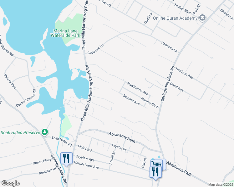 map of restaurants, bars, coffee shops, grocery stores, and more near 18 Howard Street in East Hampton