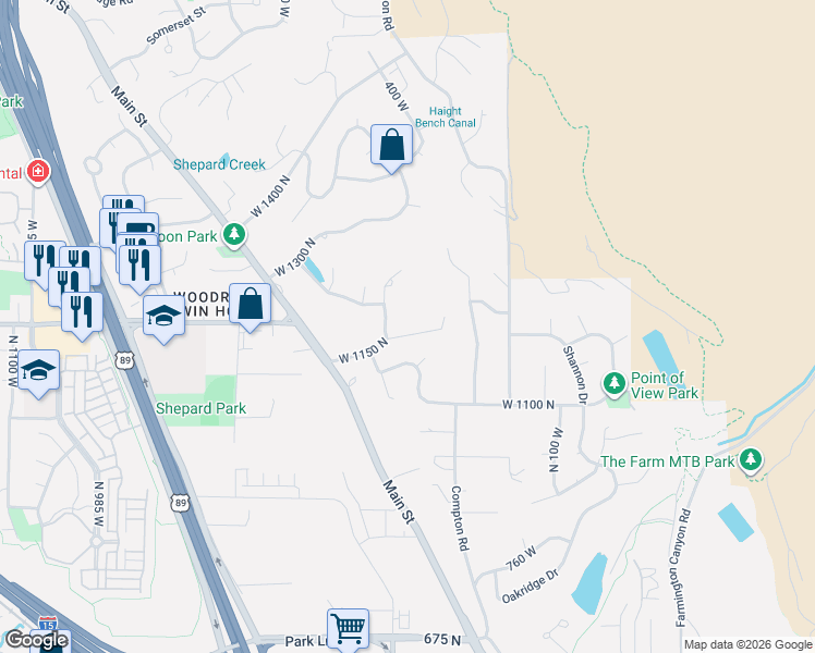 map of restaurants, bars, coffee shops, grocery stores, and more near 388 Quail Run Road in Farmington