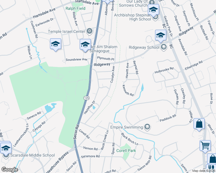 map of restaurants, bars, coffee shops, grocery stores, and more near 6 Helena Avenue in White Plains