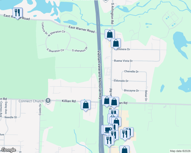 map of restaurants, bars, coffee shops, grocery stores, and more near 811 Chenoweth Drive in Akron