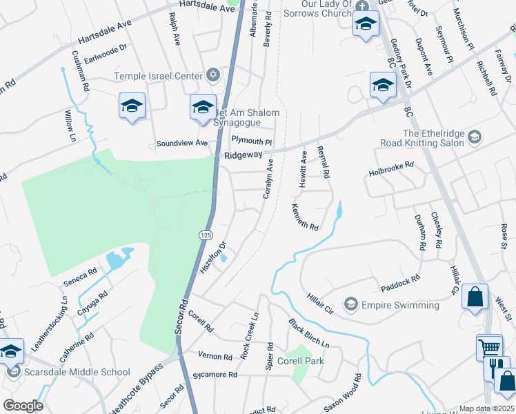 map of restaurants, bars, coffee shops, grocery stores, and more near 6 Helena Avenue in White Plains