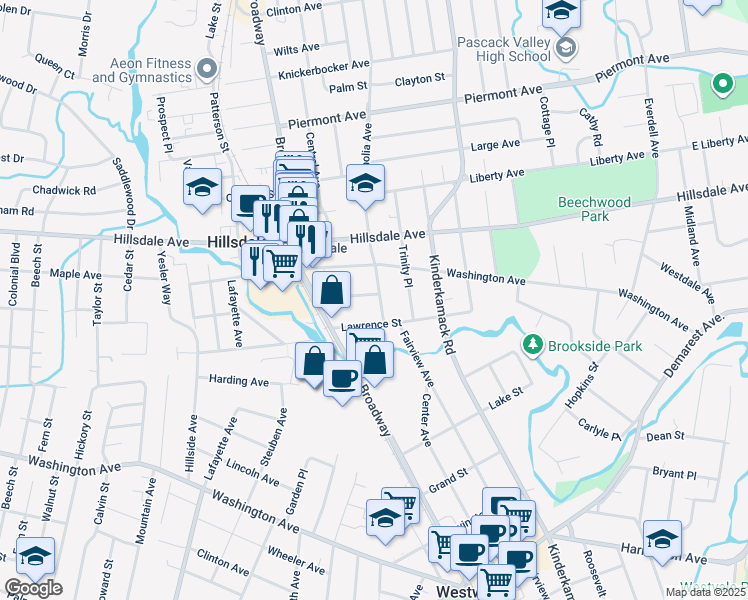 map of restaurants, bars, coffee shops, grocery stores, and more near 3 Harrington Street in Hillsdale