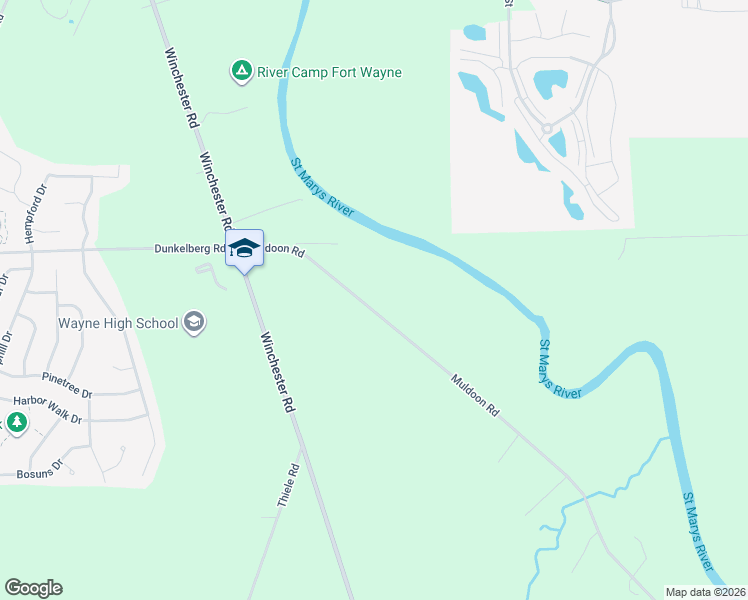 map of restaurants, bars, coffee shops, grocery stores, and more near 9145 Muldoon Road in Fort Wayne