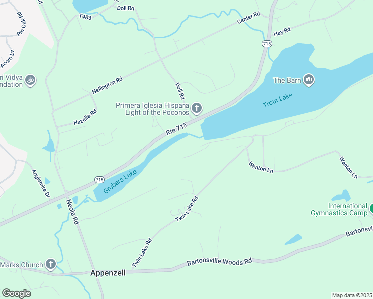map of restaurants, bars, coffee shops, grocery stores, and more near 4424 Diamond Lane in Stroudsburg