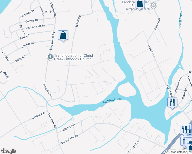 map of restaurants, bars, coffee shops, grocery stores, and more near 520 Cedar Drive in Mattituck