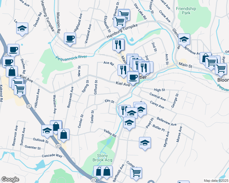 map of restaurants, bars, coffee shops, grocery stores, and more near 16 West Belleview Avenue in Butler