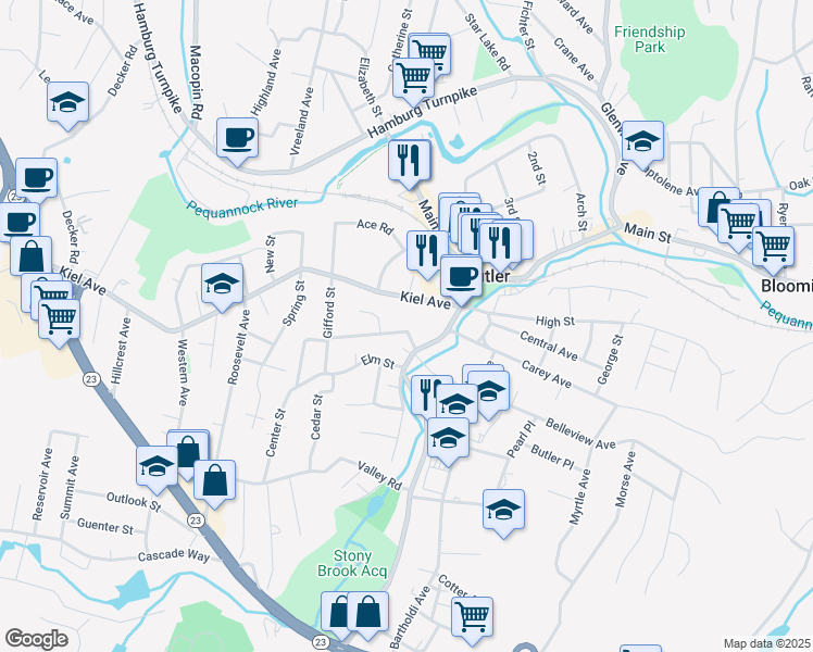 map of restaurants, bars, coffee shops, grocery stores, and more near 16 West Belleview Avenue in Butler