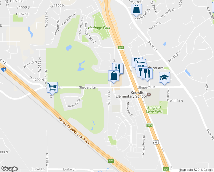 map of restaurants, bars, coffee shops, grocery stores, and more near 1124 Shepard Lane in Farmington