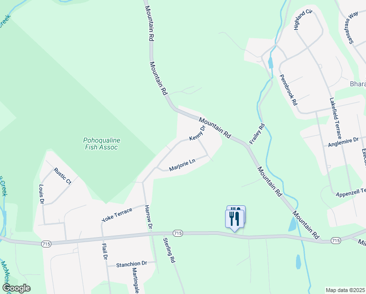 map of restaurants, bars, coffee shops, grocery stores, and more near 256 Kenny Drive in Stroudsburg