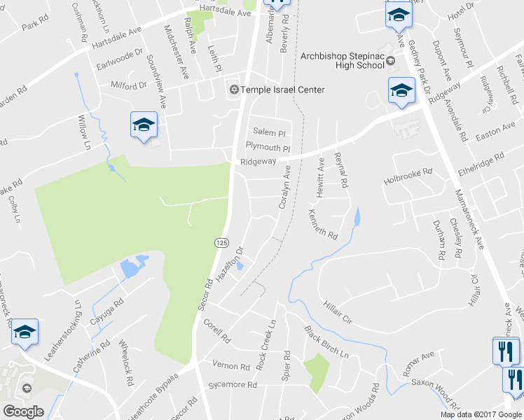 map of restaurants, bars, coffee shops, grocery stores, and more near 6 Helena Avenue in White Plains
