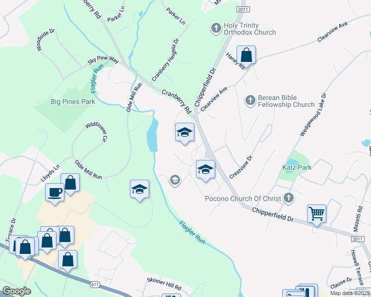 map of restaurants, bars, coffee shops, grocery stores, and more near 2000 Chipperfield Drive in Stroudsburg