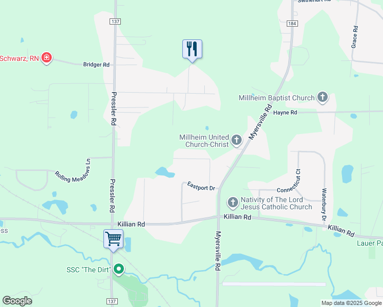 map of restaurants, bars, coffee shops, grocery stores, and more near 2359 Westport Drive in Akron