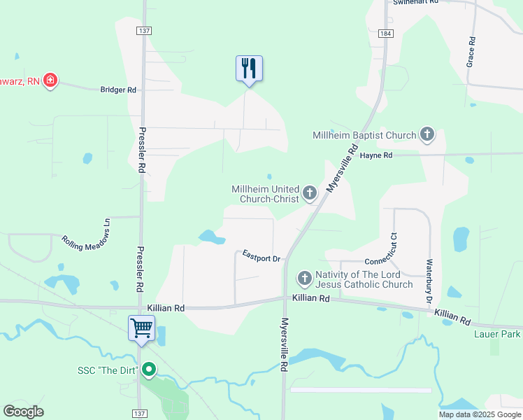 map of restaurants, bars, coffee shops, grocery stores, and more near 2359 Westport Drive in Akron