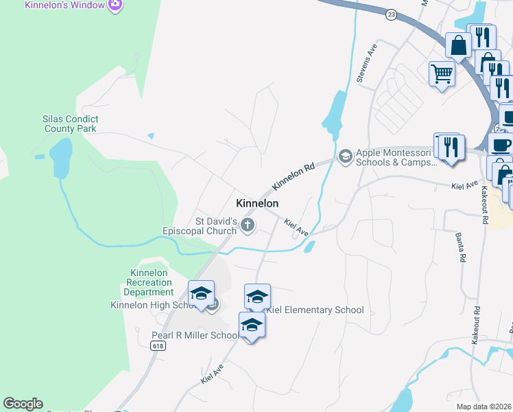 map of restaurants, bars, coffee shops, grocery stores, and more near in Kinnelon