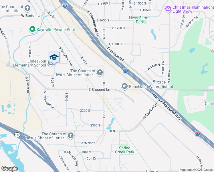 map of restaurants, bars, coffee shops, grocery stores, and more near 397 East Shepard Lane in Kaysville