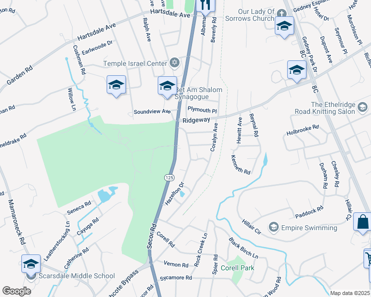 map of restaurants, bars, coffee shops, grocery stores, and more near 371 Old Mamaroneck Road in White Plains