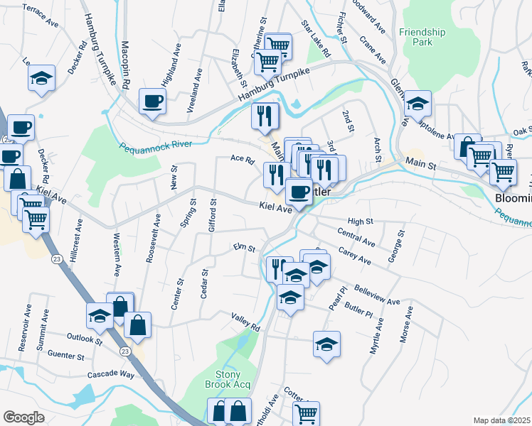 map of restaurants, bars, coffee shops, grocery stores, and more near 16 West Belleview Avenue in Butler