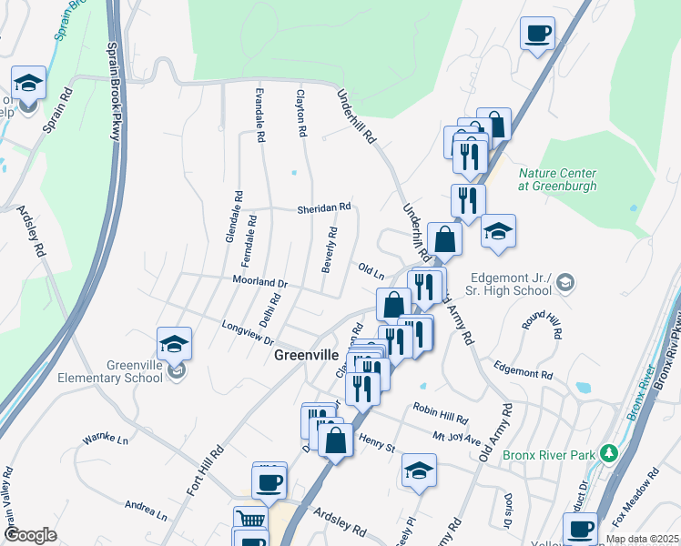 map of restaurants, bars, coffee shops, grocery stores, and more near 199 Beverly Road in Scarsdale