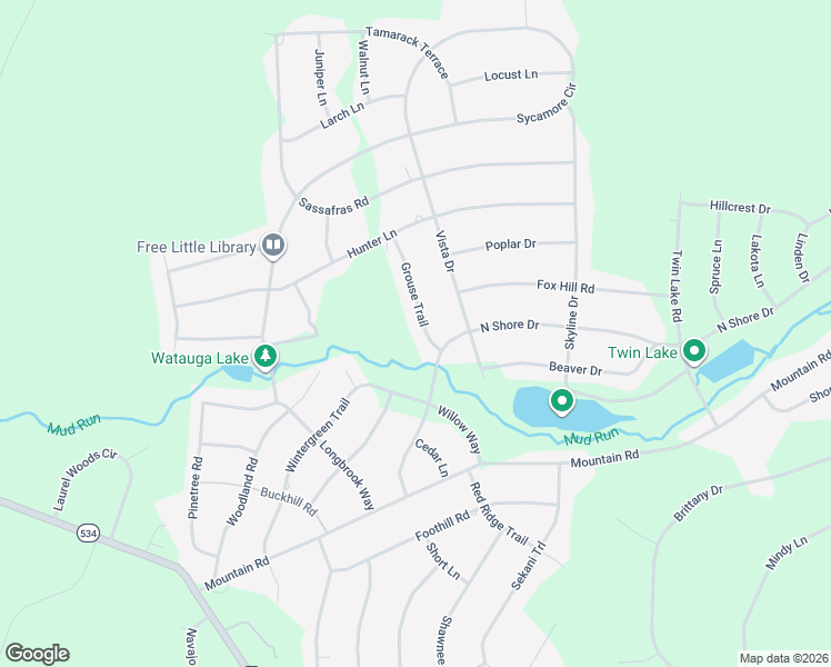 map of restaurants, bars, coffee shops, grocery stores, and more near 103 Grouse Trail in Albrightsville