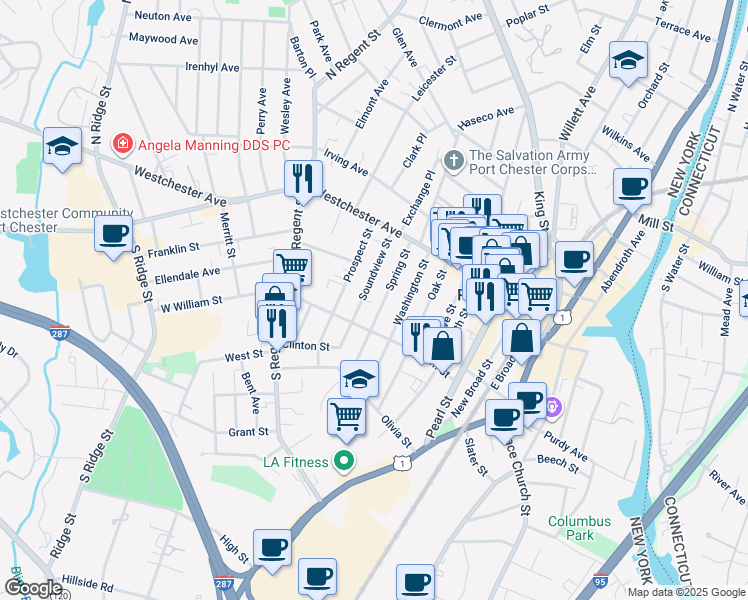 map of restaurants, bars, coffee shops, grocery stores, and more near in Westchester County