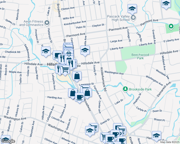 map of restaurants, bars, coffee shops, grocery stores, and more near 3 Harrington Street in Hillsdale