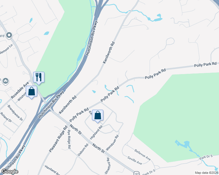 map of restaurants, bars, coffee shops, grocery stores, and more near 3 Laurelwood Court in Rye