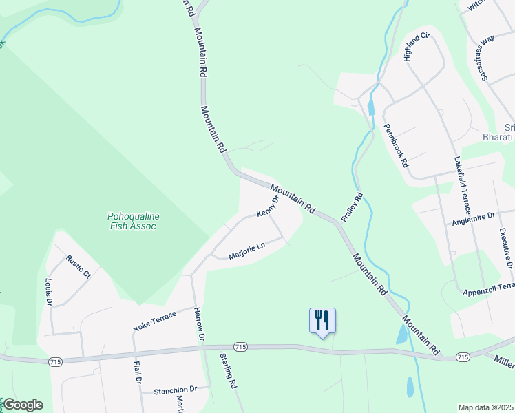 map of restaurants, bars, coffee shops, grocery stores, and more near Kenny Drive in Stroudsburg