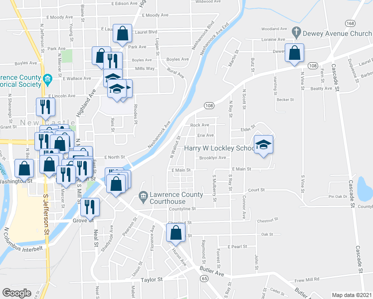 map of restaurants, bars, coffee shops, grocery stores, and more near 124 Richlieu Avenue in New Castle