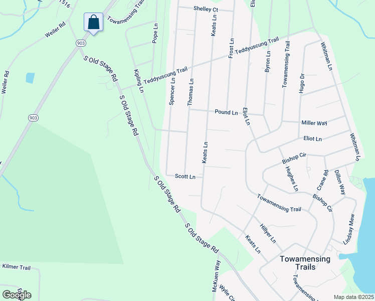 map of restaurants, bars, coffee shops, grocery stores, and more near 24 Thomas Lane in Albrightsville