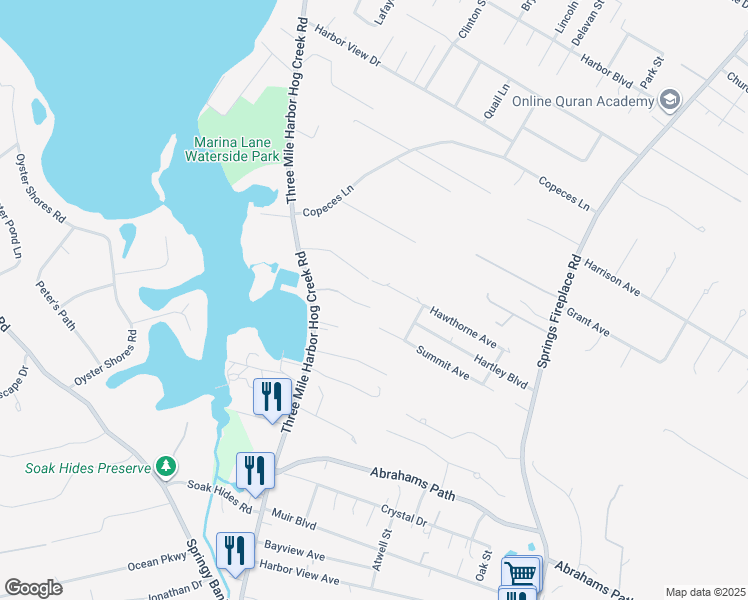 map of restaurants, bars, coffee shops, grocery stores, and more near 56 Three Mile Harbor Hc Road in East Hampton