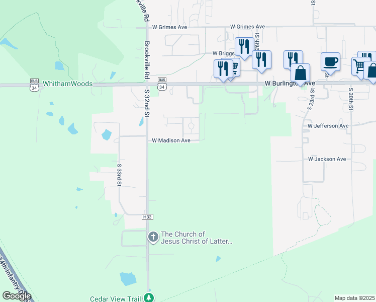 map of restaurants, bars, coffee shops, grocery stores, and more near 3000 West Madison Avenue in Fairfield