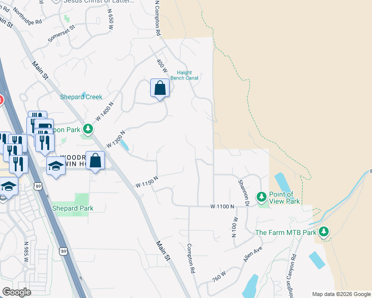 map of restaurants, bars, coffee shops, grocery stores, and more near 1366 Alice Lane in Farmington