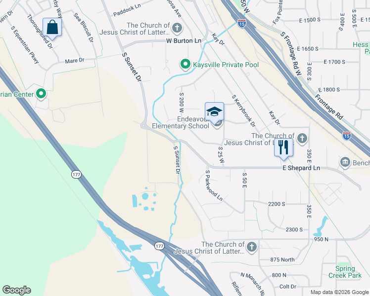 map of restaurants, bars, coffee shops, grocery stores, and more near 1988 South Shepard Lane in Kaysville