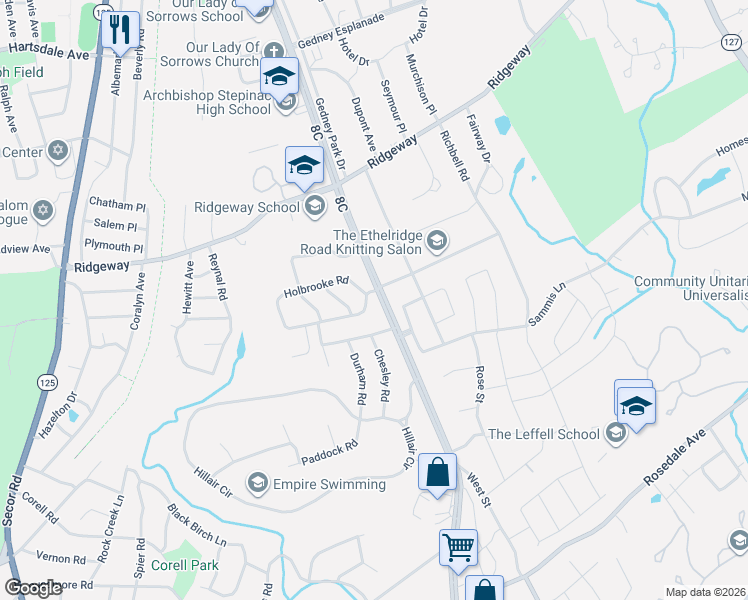 map of restaurants, bars, coffee shops, grocery stores, and more near 1055 Mamaroneck Avenue in White Plains