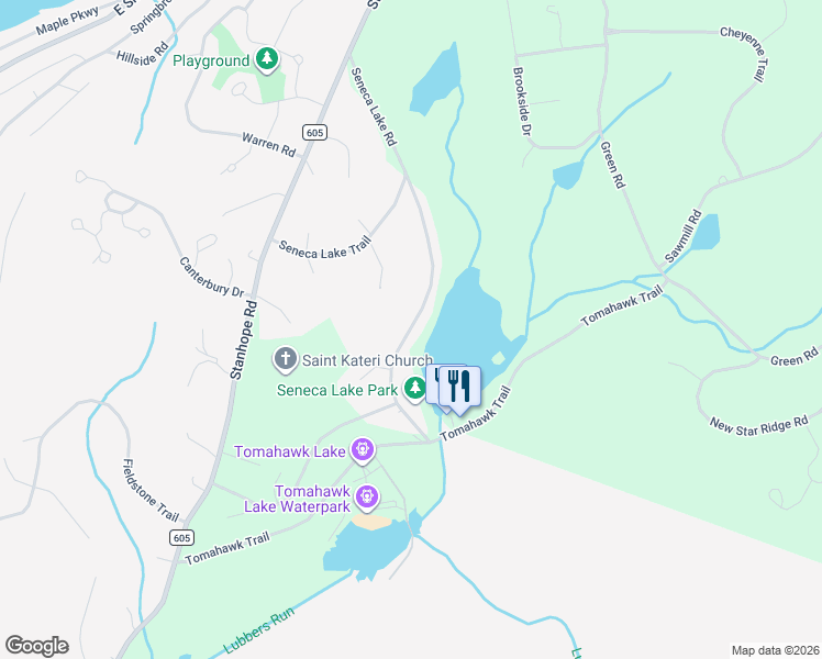 map of restaurants, bars, coffee shops, grocery stores, and more near 110 Seneca Lake Road in Sparta