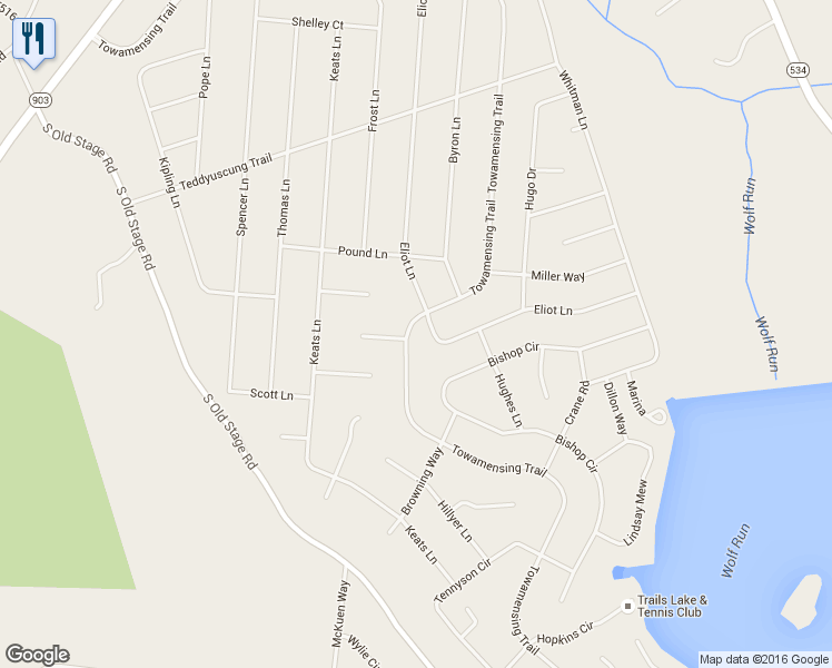 map of restaurants, bars, coffee shops, grocery stores, and more near 337 Towamensing Trail in Albrightsville