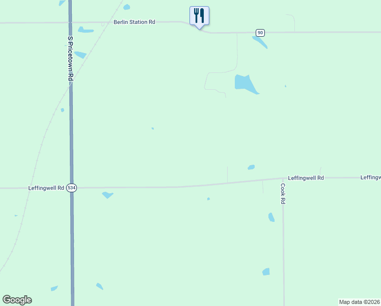 map of restaurants, bars, coffee shops, grocery stores, and more near 15116 Leffingwell Road in Berlin Center