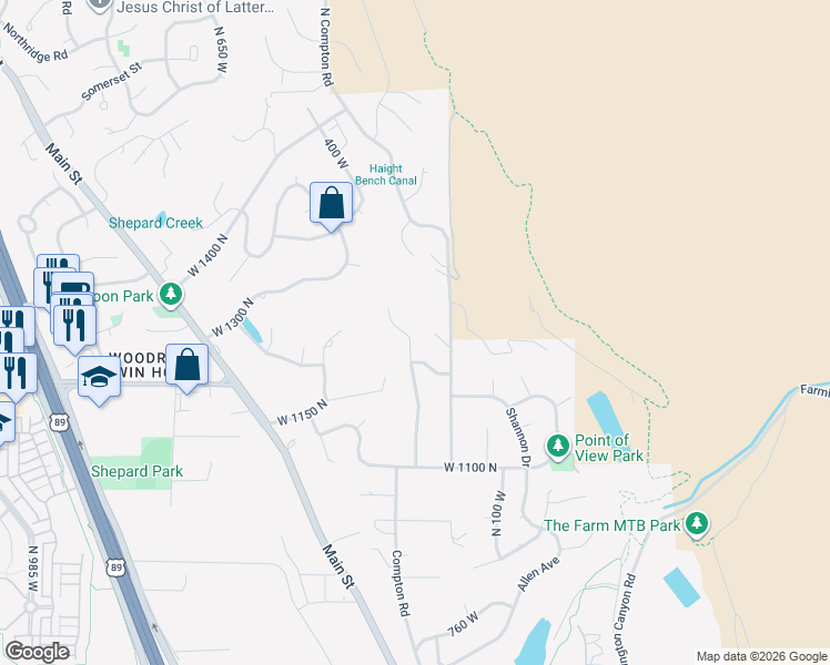 map of restaurants, bars, coffee shops, grocery stores, and more near 1366 Alice Lane in Farmington