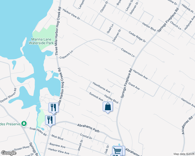 map of restaurants, bars, coffee shops, grocery stores, and more near 455 Springs Fireplace Road in East Hampton