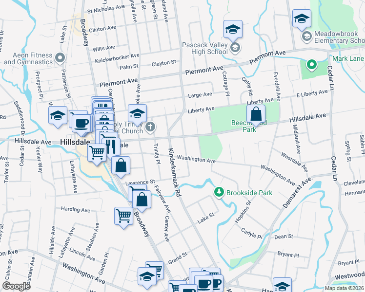 map of restaurants, bars, coffee shops, grocery stores, and more near 57 Stockton Street in Hillsdale