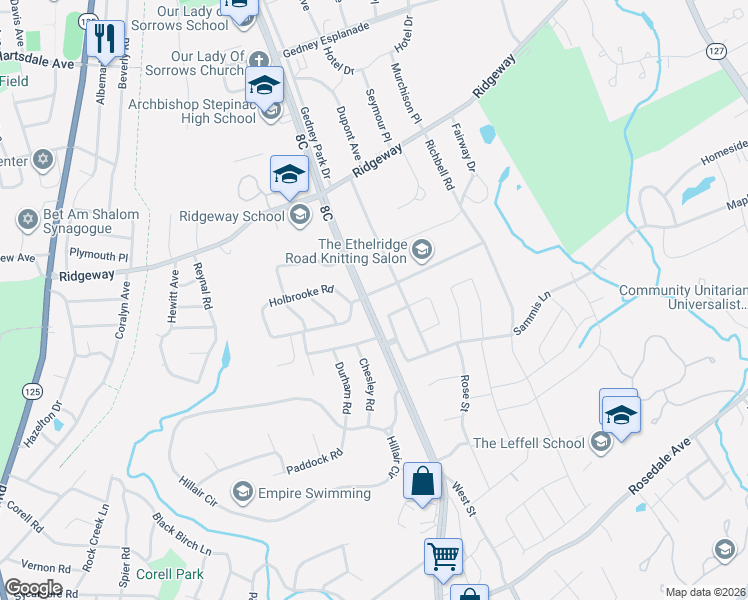 map of restaurants, bars, coffee shops, grocery stores, and more near 1055 Mamaroneck Avenue in White Plains