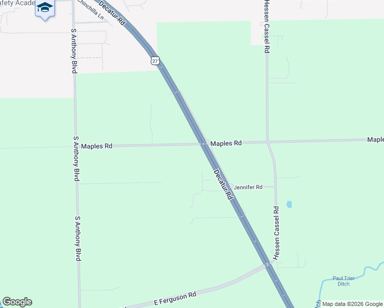 map of restaurants, bars, coffee shops, grocery stores, and more near 2506 Maples Rd in Fort Wayne