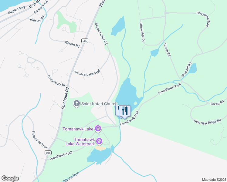 map of restaurants, bars, coffee shops, grocery stores, and more near 110 Seneca Lake Road in Sparta