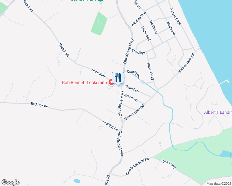 map of restaurants, bars, coffee shops, grocery stores, and more near 484 Old Stone Highway in East Hampton