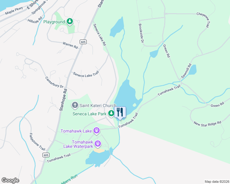 map of restaurants, bars, coffee shops, grocery stores, and more near 103 Seneca Lake Road in Sparta Township