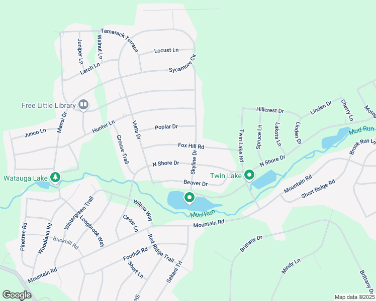 map of restaurants, bars, coffee shops, grocery stores, and more near 42 Fox Hill Road in Albrightsville