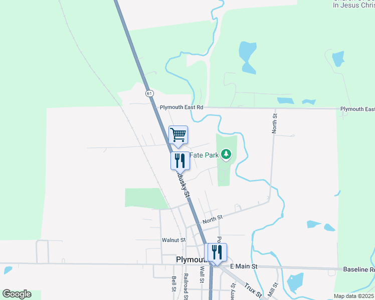 map of restaurants, bars, coffee shops, grocery stores, and more near 262 Sandusky Street in Plymouth